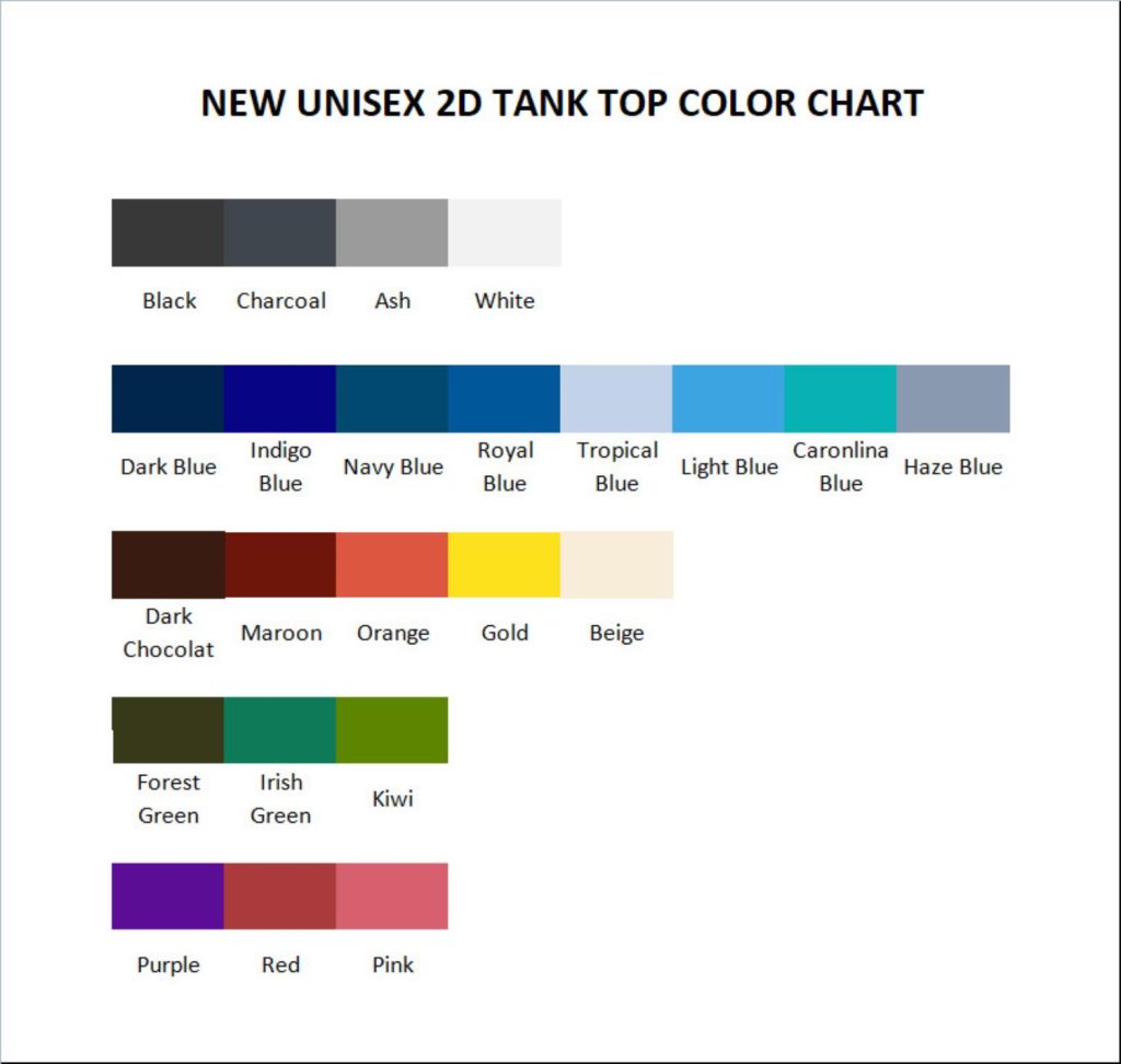 tank top color chart - Madball Shop