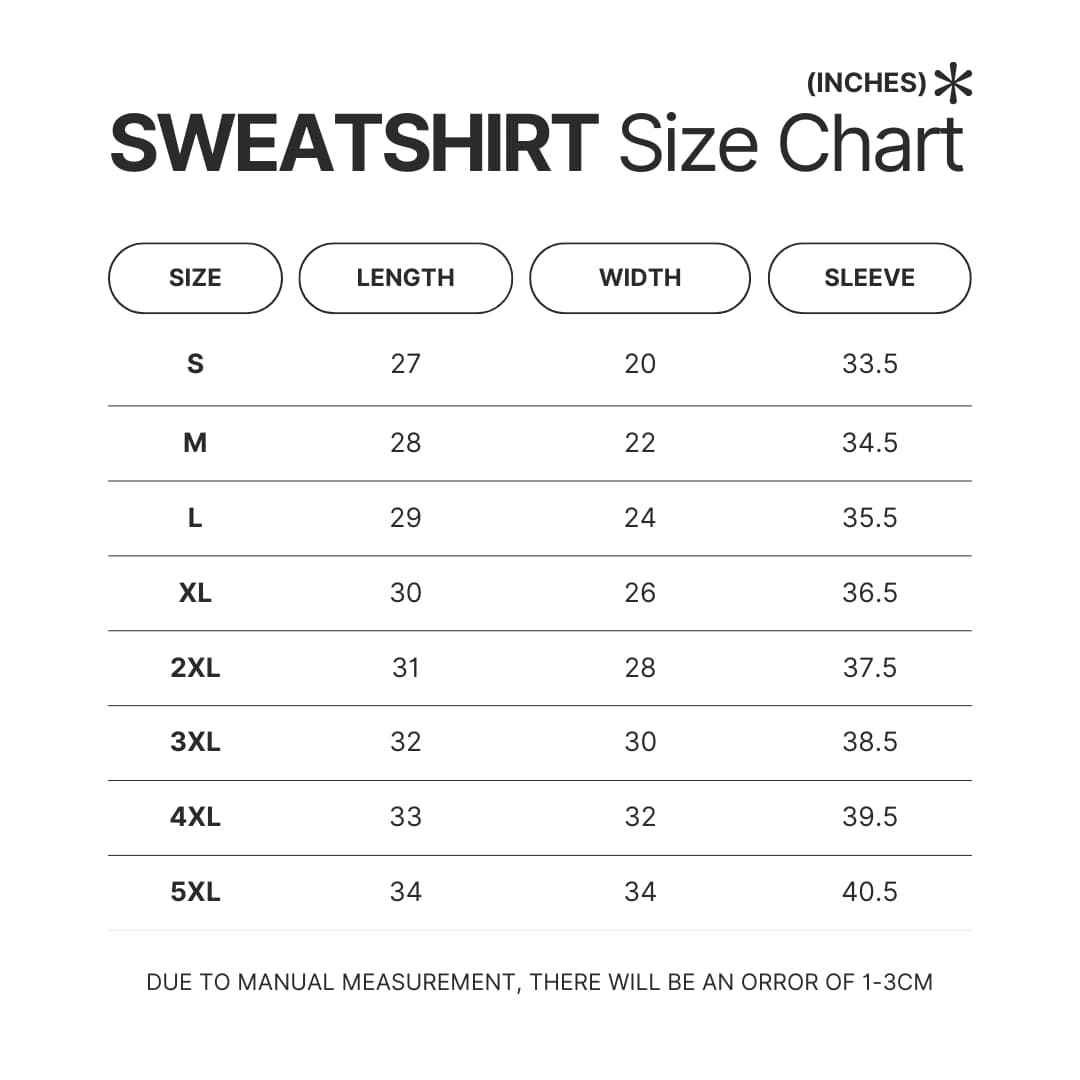 Sweatshirt Size Chart - Madball Shop