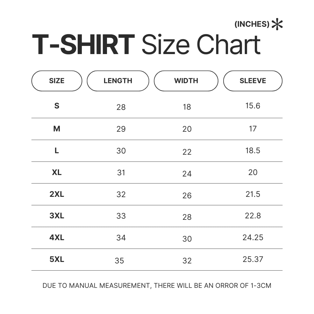 T shirt Size Chart - Madball Shop